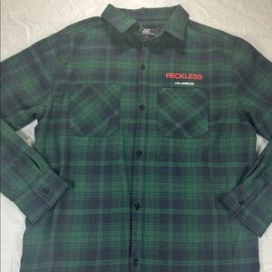 YOUNG & RESTLESS LONG SLEEVE BUTTON UP GREEN/BLUE SHIRT